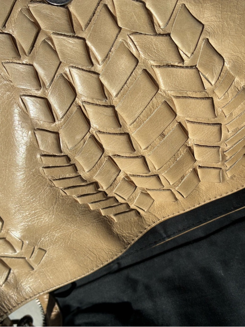 Rebecca Minkoff Woven Leather silver Chain Shoulder Bag in Creamy Tan - Picture 8 of 15